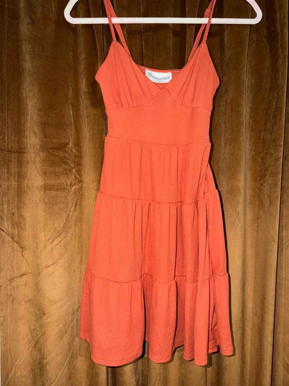 No Boundaries Coral Tiered Midi Dress with Spaghetti Straps